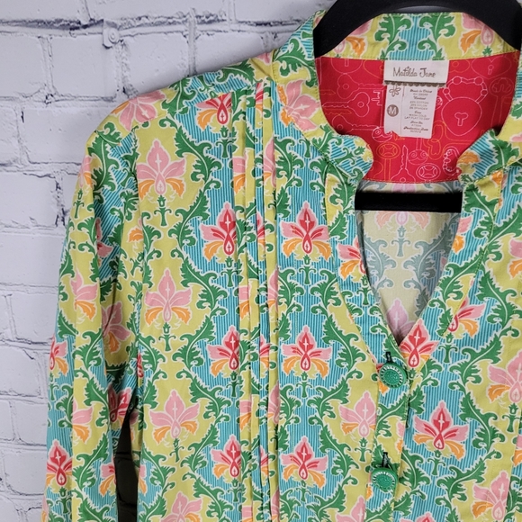 MATILDA JANE | Green Acres mock collar pintuck pleat waist tie garden tunic top - Picture 2 of 8